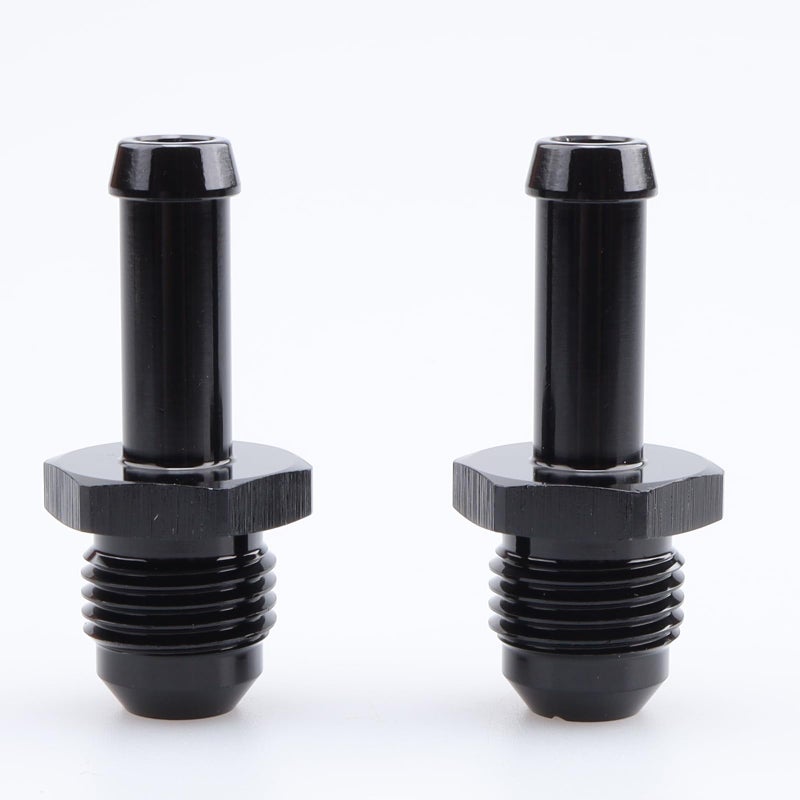 AC PERFORMANCE -6 AN Male Flare to 5/16" Push on Hose Barb Adapter Fitting Aluminum Black, Pack of 2 - Image 2